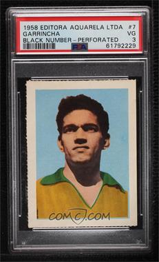 1958 Editora Aquarela Brasil Campeo Mundial de Futebol - [Base] - Blue Number Perforated #7 - Garrincha [PSA 3 VG]