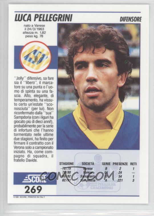 1991 92 Score Italian Base 269 Luca Pellegrini
