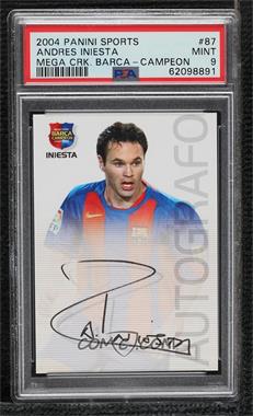 2004-05 Panini Megacracks Barca Campeon - [Base] - Spanish #87 - Autografo - Iniesta [PSA 9 MINT]