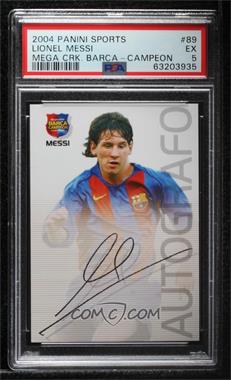 2004-05 Panini Megacracks Barca Campeon - [Base] - Spanish #89 - Autografo - Lionel Messi [PSA 5 EX]