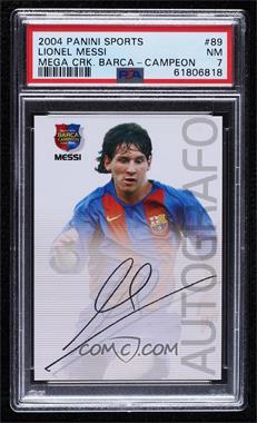 2004-05 Panini Megacracks Barca Campeon - [Base] - Spanish #89 - Autografo - Lionel Messi [PSA 7 NM]