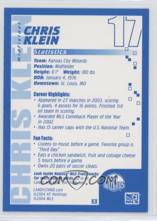 2004 Nabisco Mls Fruit Snacks Base 5 Chris Klein