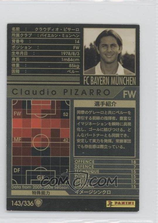 05 06 Panini Wccf European Clubs Base 143 Claudio Pizarro
