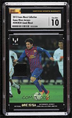 2013 Icons Official Messi Card Collection Limited - Game-Worn Jerseys #GWJR34 - Lionel Messi [CSG 10 Gem Mint]