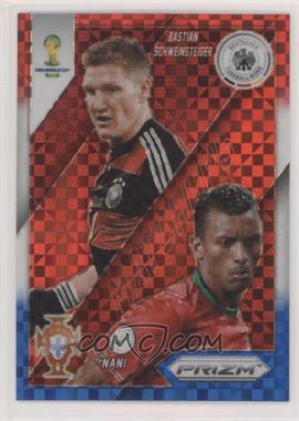 2014 Panini Prizm World Cup - Matchups - Red White & Blue Power Plaid Prizm #14 - Nani vs Bastian Schweinsteiger