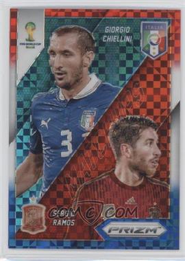 2014 Panini Prizm World Cup - Matchups - Red White & Blue Power Plaid Prizm #22 - Sergio Ramos vs Giorgio Chiellini