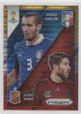 2014 Panini Prizm World Cup - Matchups - Yellow & Red Pulsar Prizm #22 - Sergio Ramos vs Giorgio Chiellini