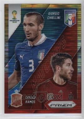 2014 Panini Prizm World Cup - Matchups - Yellow & Red Pulsar Prizm #22 - Sergio Ramos vs Giorgio Chiellini