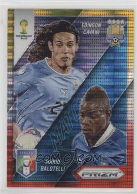 2014 Panini Prizm World Cup - Matchups - Yellow & Red Pulsar Prizm #7 - Mario Balotelli vs Edinson Cavani