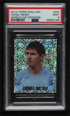 2014 Topps England World Cup Stickers - [Base] #254 - Lionel Messi [PSA 9 MINT]