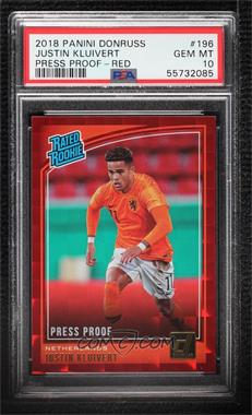 2018-19 Panini Donruss - [Base] - Press Proof Red #196 - Rated Rookie - Justin Kluivert [PSA 10 GEM MT]