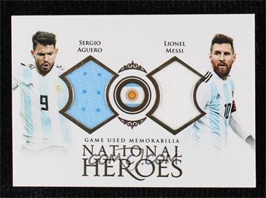 2018 Futera Unique - National Heroes Dual Relics #NH02 - Sergio Aguero, Lionel Messi /37