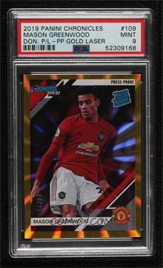 2019-20 Panini Chronicles - [Base] - Press Proof Gold Laser #109 - Donruss Premier League - Mason Greenwood /25 [PSA 9 MINT]