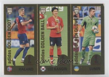 2019-20 Panini Fifa 365 Album Stickers - The Golden World of Football Blue Back #421 - Erling Haaland, Kang-in Lee, Andriy Lunin