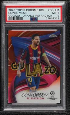 2020-21 Topps Chrome UCL - Golazo - Orange Refractor #GOL-LM - Lionel Messi /25 [PSA 9 MINT]