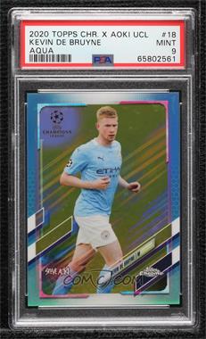 2020-21 Topps Chrome X Steve Aoki UCL - [Base] - Aqua #18 - Kevin De Bruyne /150 [PSA 9 MINT]