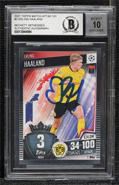 2020-21 Topps Match Attax 101 - [Base] #3 - Erling Haaland [BAS BGS Authentic]