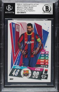 2020-21 Topps Match Attax UCL - FC Barcelona #BAR18 - Lionel Messi [BAS BGS Authentic]