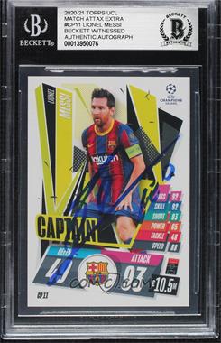 2020-21 Topps Match Attax UCL Extra - Captains #CP 11 - Lionel Messi [BAS BGS Authentic]