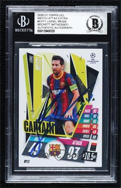 2020-21 Topps Match Attax UCL Extra - Captains #CP 11 - Lionel Messi [BAS BGS Authentic]