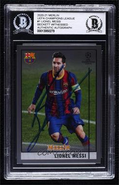 2020-21 Topps Merlin Collection Chrome UCL - [Base] #1 - Lionel Messi [BAS BGS Authentic]