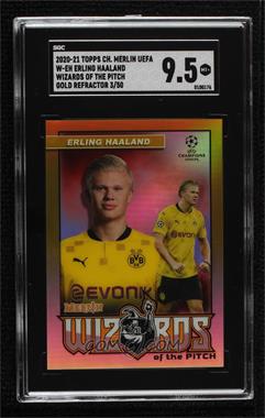 2020-21 Topps Merlin Collection Chrome UCL - Wizards of the Pitch - Gold Refractor #W-EH - Erling Haaland /50 [SGC 9.5 Mint+]