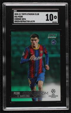 2020-21 Topps Stadium Club Chrome UCL - [Base] - Green Refractor #26 - Pedri /99 [SGC 10 GEM]