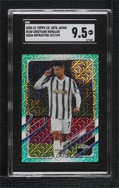 2020-21 Topps UCL Japan Edition - [Base] - Chrome Aqua Refractor #100 - Cristiano Ronaldo /199 [SGC 9.5 Mint+]