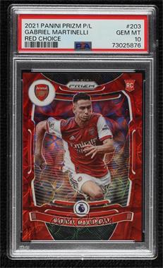 2021-22 Panini Prizm Premier League - [Base] - Choice Red Prizm #203 - Gabriel Martinelli /29 [PSA 10 GEM MT]