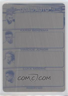 2022 Leaf Metal - Quad Autographs - Printing Plate Black Unsigned #QA-01 - Karim Benzema, Vinícius Júnior, Luka Modrić, Rodrygo /1