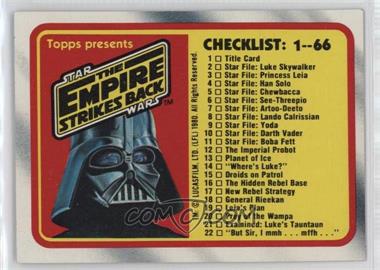 1980 Topps Star Wars: The Empire Strikes Back - [Base] #131 - Checklist: 1-66