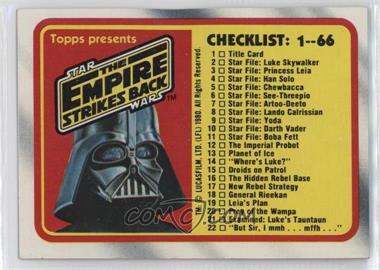 1980 Topps Star Wars: The Empire Strikes Back - [Base] #131 - Checklist: 1-66