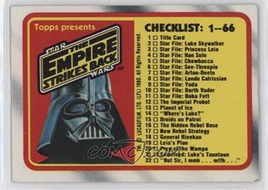 1980 Topps Star Wars: The Empire Strikes Back - [Base] #131 - Checklist: 1-66