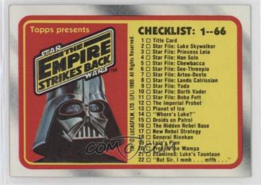 1980 Topps Star Wars: The Empire Strikes Back - [Base] #131 - Checklist: 1-66