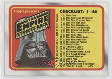 1980 Topps Star Wars: The Empire Strikes Back - [Base] #131 - Checklist: 1-66