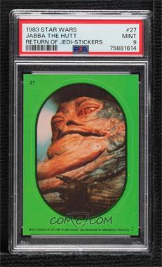 1983 Topps Star Wars: Return of the Jedi - Stickers #27.1 - Jabba The Hutt (Green) [PSA 9 MINT]