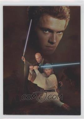 2002 Topps Star Wars: Attack of the Clones - Silver Foil #7 - Anakin Skywalker, Mace Windu, Ben (Obi-Wan) Kenobi