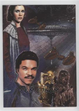 2010 Topps Star Wars Galaxy Series 5 - Etched Foil #4 - Princess Leia Organa, Lando Calrissian, Chewbacca, C-3PO [EX to NM]