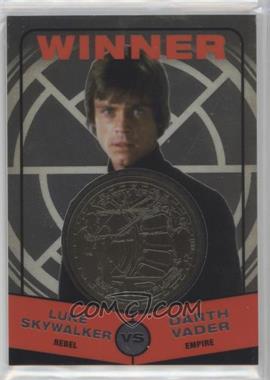 2015 Topps Star Wars Chrome Perspectives: Jedi vs. Sith - Medallions - Gold #_LSDV2.3 - Return of the Jedi - Luke Skywalker vs Darth Vader (Luke Skywalker Winner) /50