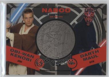 2015 Topps Star Wars Chrome Perspectives: Jedi vs. Sith - Medallions - Silver #_OKDM.1 - The Phantom Menace - Obi-Wan Kenobi vs Darth Maul (Duel on Naboo Horizontal) /150