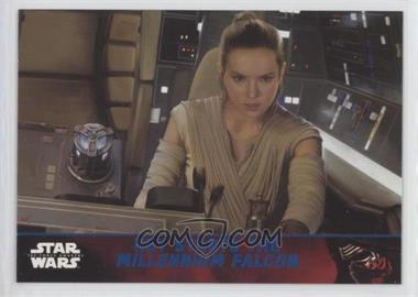 2015 Topps Star Wars: The Force Awakens Series 1 - [Base] - Lightsaber Blue #91 - Storyline - Rey Starts the Millennium Falcon