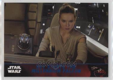 2015 Topps Star Wars: The Force Awakens Series 1 - [Base] - Lightsaber Blue #91 - Storyline - Rey Starts the Millennium Falcon