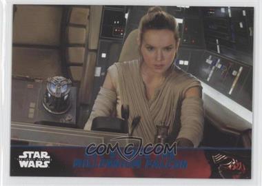 2015 Topps Star Wars: The Force Awakens Series 1 - [Base] - Lightsaber Blue #91 - Storyline - Rey Starts the Millennium Falcon