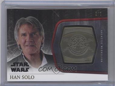 2015 Topps Star Wars: The Force Awakens Series 1 - Medallions - Gold #M-38 - Short Prints - Han Solo /5