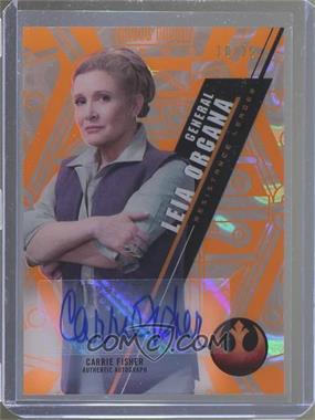 2016 Topps Star Wars High Tek - Autographs - Orange Magma Diffractor #SW-72 - The Force Awakens - Carrie Fisher as General Leia Organa /25