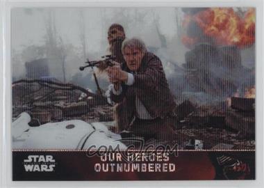 2016 Topps Star Wars: The Force Awakens Chrome - [Base] - Retail Wave Refractor #69 - Our Heroes Outnumbered