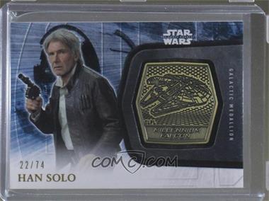 2016 Topps Star Wars: The Force Awakens Series 2 - Medallions - Gold #16 - Han Solo /74