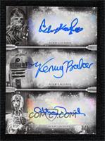 Peter Mayhew as Chewbacca, Kenny Baker as R2-D2, Anthony Daniels as C-3PO #/5