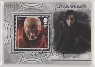 2018 Topps Star Wars Masterwork - Stamp Cards #S-SK - Supreme Leader Snoke and the First Order (Kylo Ren) /200