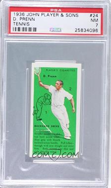 1936 Player's Cigarettes Tennis - Tobacco [Base] #24 - D. Prenn (Backhand Drive) [PSA 7 NM]